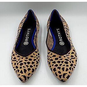 EUC Rothy’s The Point Women’s Flats Animal Print Pointed Toe Brown 10.5/Fit 10